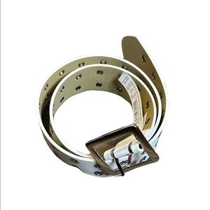 Womens White Grommet Belt Small